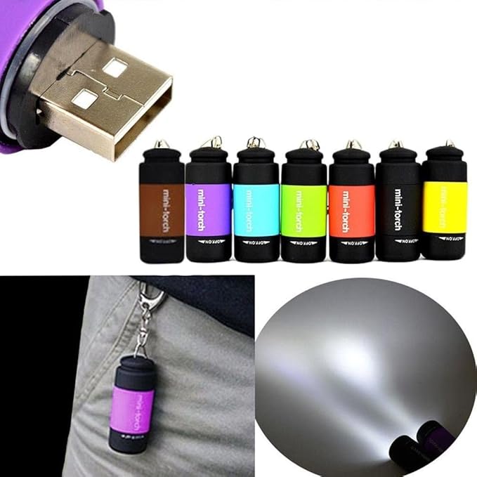 Mini Keychain Flashlights USB Rechargeable, Colorful Small LED Flashlight Torches for Kids/Adult Hiking Camping, Waterproof Pocket Flashlights for Backpack/Belt, (3Packs)