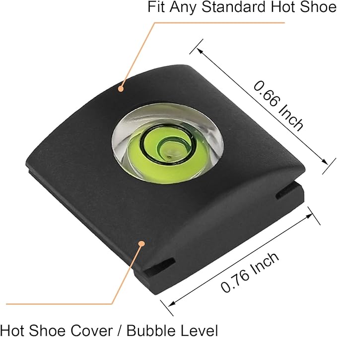 ChromLives 4Pack Camera Hot Shoe Cover Level with Spirit Level Bubble, Universal Fit for DSLR Cameras, Black Rubber, Wall Mount