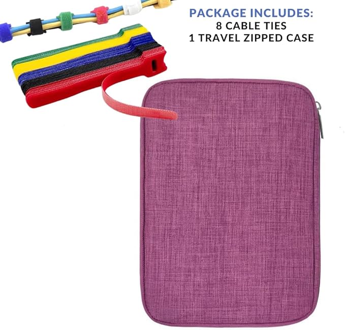Travel Case Carry Pouch Electronic Accessories Organizer Portable Waterproof Double Layers All-in-One Storage Bag for Power Bank USB Cable Mouse Cords Charger Phone Earphone Flash Drive Fuchsia