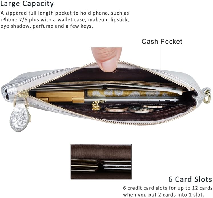befen Genuine Leather Wristlet Clutch RFID Blocking Bag Cell Phone Wallet Purse Wristlet Wallet Purses and Handbags for Women