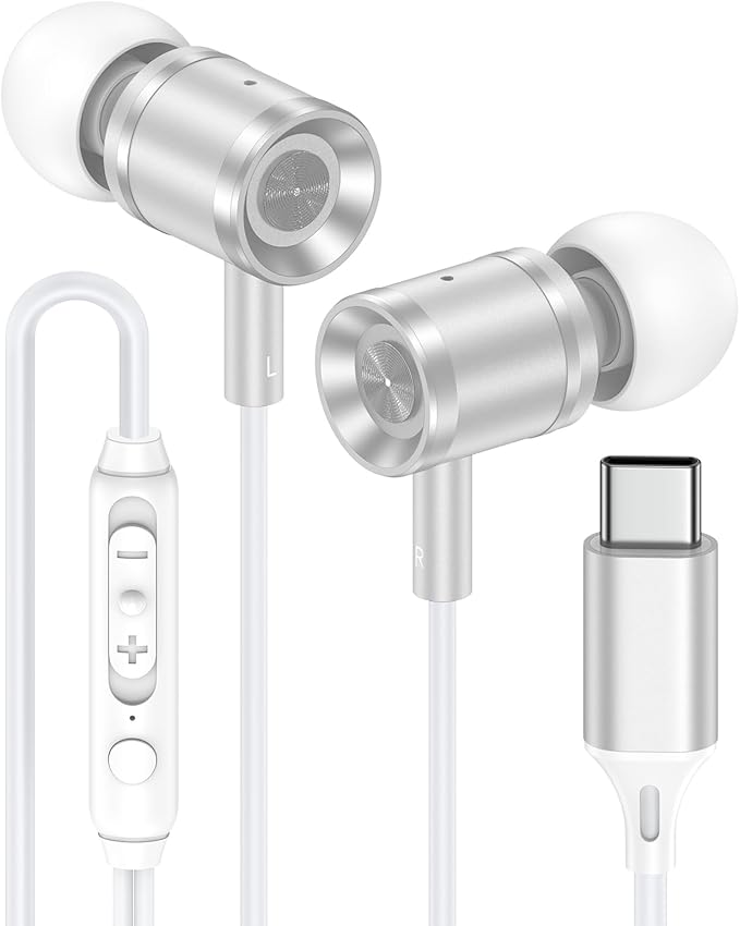 USB C Wired Earbuds for iPhone 17 16 Pro Max 16e 16 Plus 15 Pro Max 15 Plus with Microphone, Type C in-Ear Headphones for Samsung Galaxy S25 S24 Ultra, iPad,Pixel 10