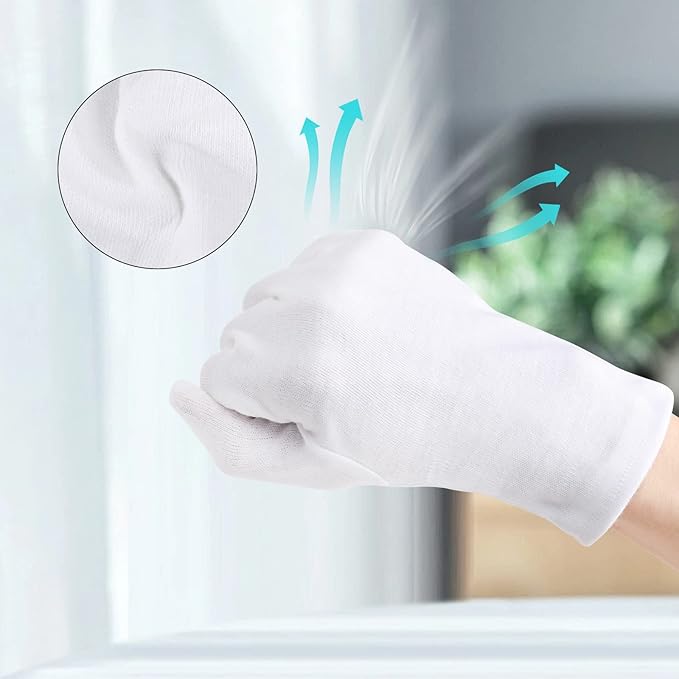 ENPOINT 5 Pairs Archival Photo Gloves, White X-Large Work Gloves For Handling Art Working Photography Men & Womens Cloth Gloves Liners Bulk for Handling Jewelry, Film, Photo, Coin Metal Inspection