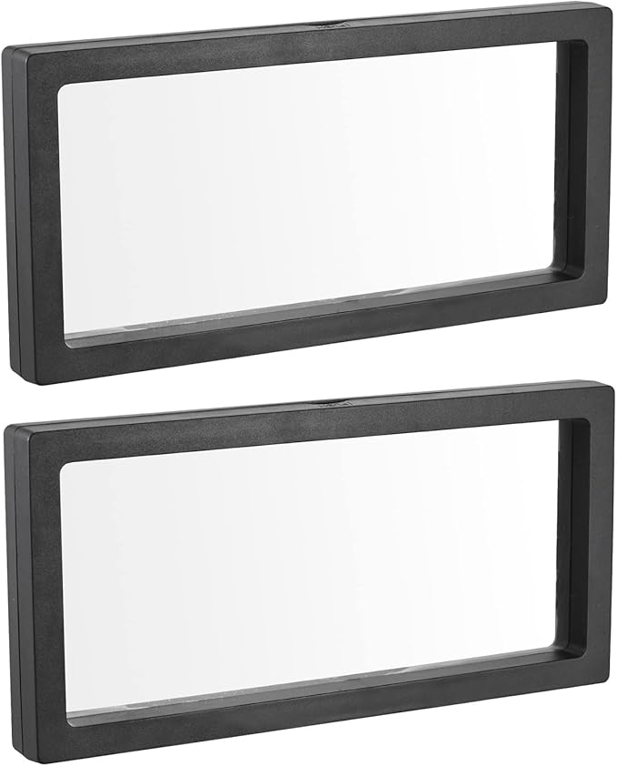MECCANIXITY Floating Frame Display Holder Stand 3D Jewelry Display Box 9.06 x 4.33 x 0.79 inch Black for Ring Necklace Bracelet Earring Pack of 2
