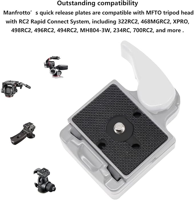 2 Pack Quick Release Plate, Tripod Quick Release Adapter Compatible for Manfrotto 200PL-14 QR Cameras Tripod, Camera Mounting Adapter with 1/4" and 3/8" Screws Ball Head Parts Replacement Adapter