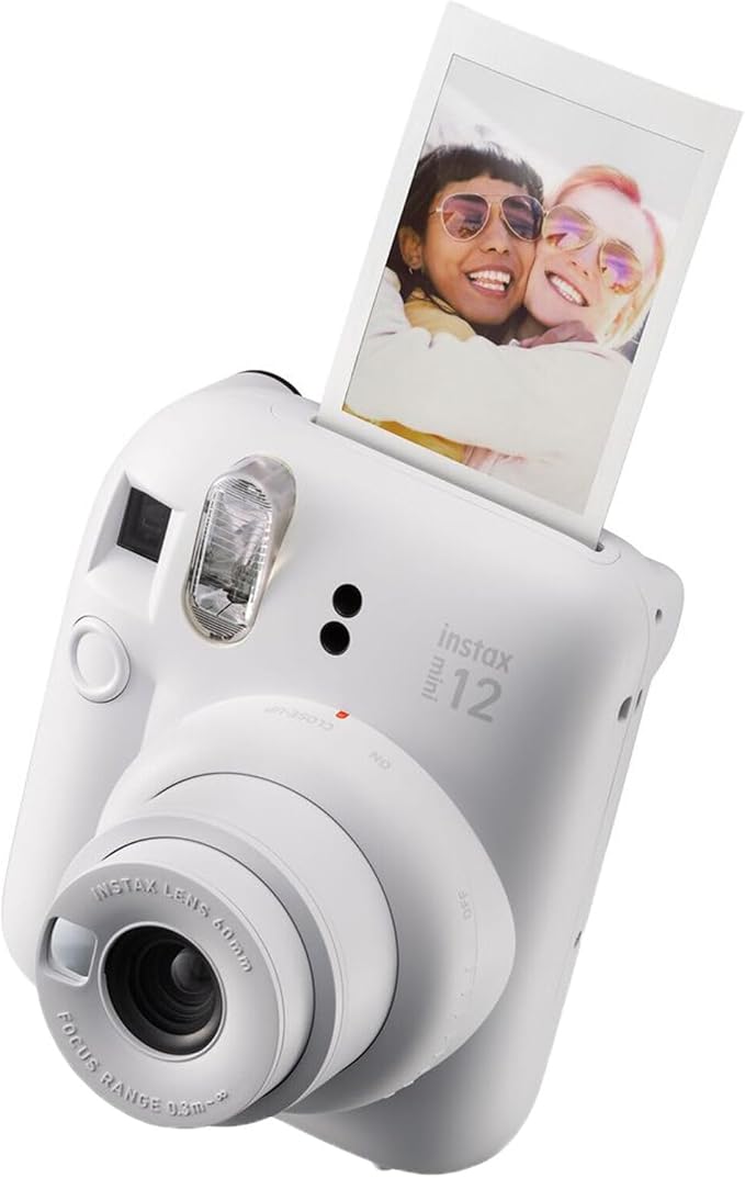 Fujifilm Instax Mini 12 Instant Camera Clay White Bundle with Fuji Instax Mini Film Value Pack (80 Sheets) + Protective Carrying Case + Photo Album + Microfiber Cleaning Cloth