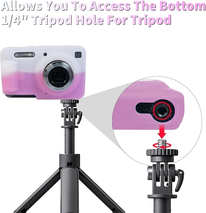 Easy Hood Camera Case for Kodak PIXPRO FZ55, Soft Silicone Cover Anti-Scratch Slim Fit FZ55 DSLR Camera Sleeve Body Skin Travel Protective Case, White Pink