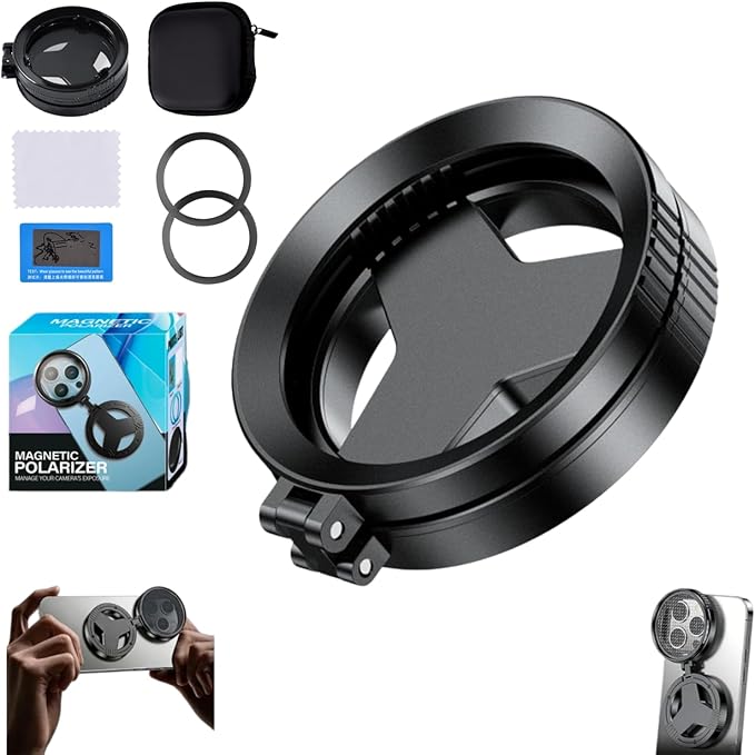 Magnetic CPL Filter for iPhone, Quick Mount for iPhone Filter Lens, Professional 52mm Polarizing Filter for iPhone Compatible with iPhone 12-16, Anti-Glare, Reduces Reflections Enhances Colors