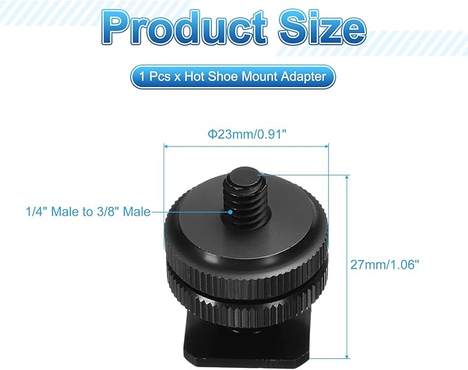 PATIKIL Hot Shoe Adapter 1/4" Male to 3/8" Male, 1 Pcs Hot Shoe Mount Adapter Camera Mount Screw Camera Video Light Converter for Microphone Holder Accessories 1.06x0.91x0.91 Inch