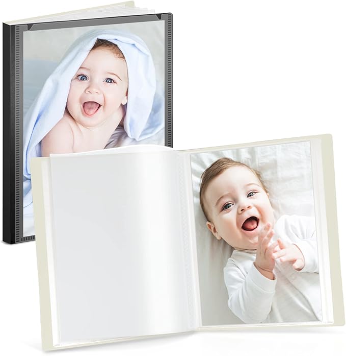 CRANBURY Small Photo Binder 5x7 (Black), 2-Pack Plastic Photo Book, 24 Pockets Show 48 Pictures, Mini Picture Presentation Binder with Customizable Album Cover, 5 x 7 Clear Sleeves