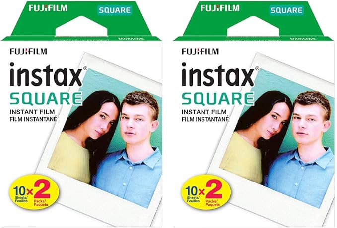 Fujifilm instax Square Instant Film 2X (40 Exposures) + Hanging Photo Frames for Square Film Assorted Colors – Deluxe Accessory Bundle