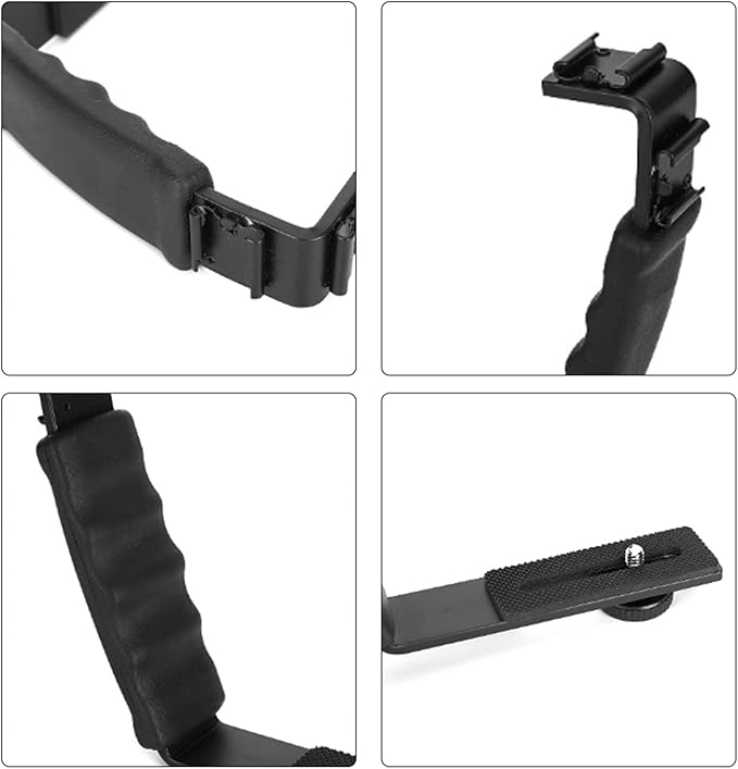 Tyenaza Camera Flash L Bracket Dual Hot Shoes Holder Mount Adapter Mount DV Microphone LED Light