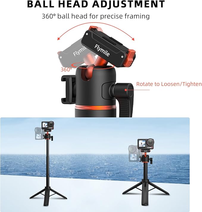 BRDRC Action 5 Pro Tripod Accessories, 21” Extension Rod Mini Table Desk Selfie Stick Portable Handle Grip Quick Release Stand with Cold Shoe for DJI Osmo Action 5 Pro 4 3 Camera