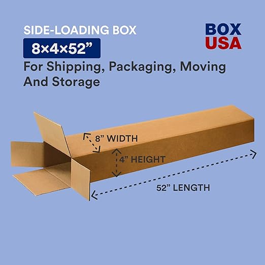 Box USA Moving Boxes Long 8"L x 4"W x 52"H, 15-Pack | Corrugated Cardboard Box for Packing, Shipping and Storage 8x4x52 8452