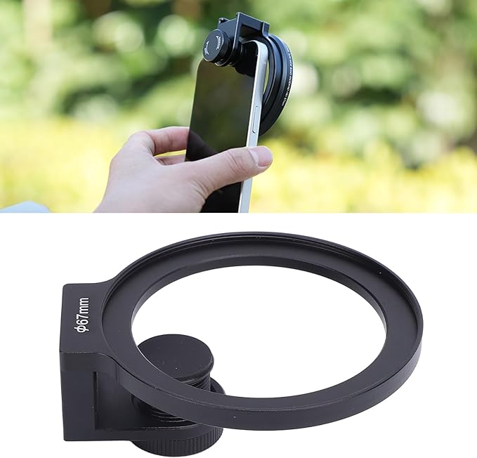 Clip On 67mm Thread Lens Filter Adapter, Anti Slip & Anti Scratch Smartphone Cell Phone with Cold Shoe Mount for 67mm ND CPL Star Filters
