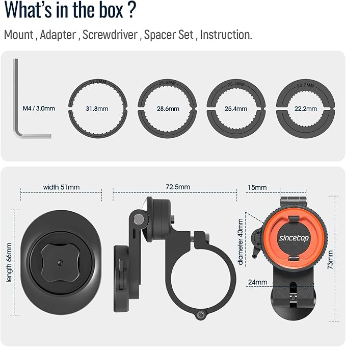 Bike Phone Mount,Motorcycle Phone Holder with Universal Adapter,Out Front Bicycle Handlebar Mount for Mountain Road EBike,Scooter,Moto,MTB,Quick Release 【Series C - 1st Gen】Angle Adjustment Edition