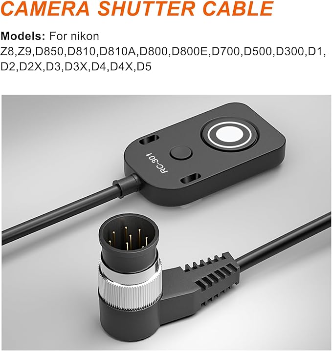 RC301-DC0/MC-30 30CM for Nikon Video Cable z8 z9 d850 d800 Remote Camera Small Shutter Release Remote Control 196.8 "Extended Cable Remote Wired Button d5 d810 d800e (RC301-DC0 NK 11.8in/30cm)