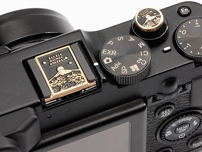 Falling Cherry Blossoms Camera Metal Hot Shoe Cover Shutter Button Set for Fujifilm xpro2 x100vi xt50 xt30 for Nikon df zfc (Copper Alloy-Set)