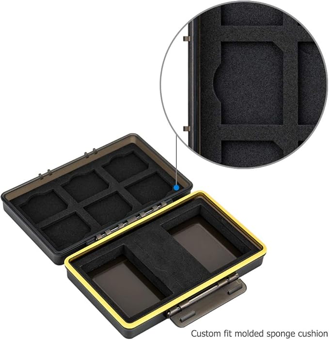 LP-E6 LP-E6N LP-E6NH Battery SD Card Case Holder for 6 SD 2 Battery, Water-Resistant Camera Battery Storage Organizer Box for Canon EOS R6 R5 Mark II R R7 R5M2 R 5D Mark IV III II 7D 6D Mark II