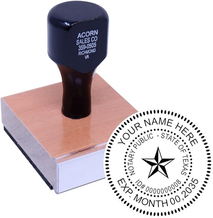 Texas Notary Supply Package, Notary Supply TX, Kit Includes Official Round Notary Stamp, Notarial Record Book and Acknowledgement Stamp, Wood Handle Rubber Stampers, Uses Separate Pad