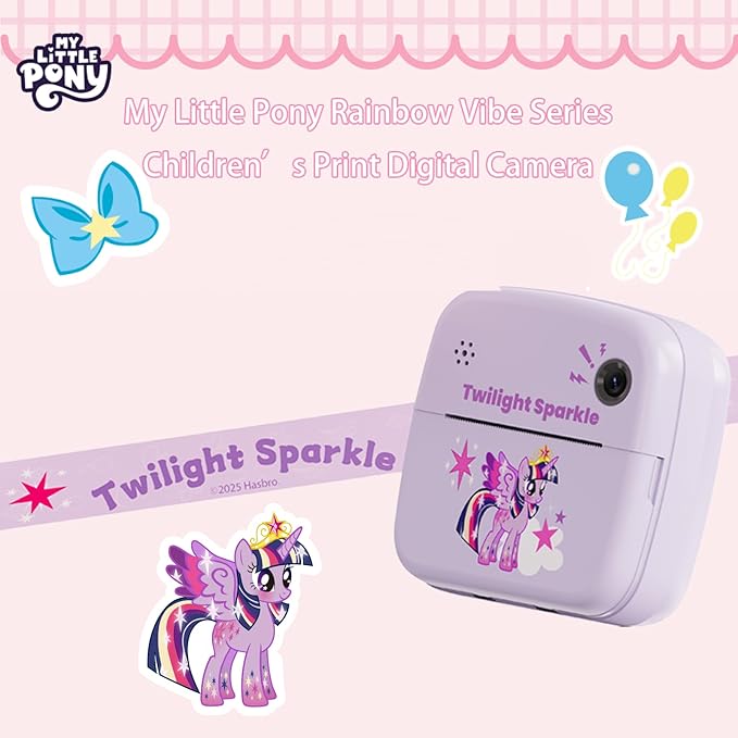 My Little Pony Rainbow Series Children Print Camera, Polaroid Camera for Kids, Kids Camera Instant Print,3 Year Old Girl Gifts,Twilight Sparkle