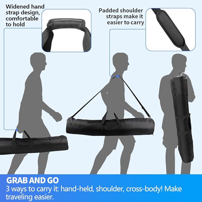 HEMMOTOP Tripod Carrying Case, 39x8.3in All Sides Thick Padded Tripod Bag with Shoulder Strap and Handle, Heavy Duty Light Stand Bag with Two Zippered Pockets for Pool Cue, Speaker Stand -R10021