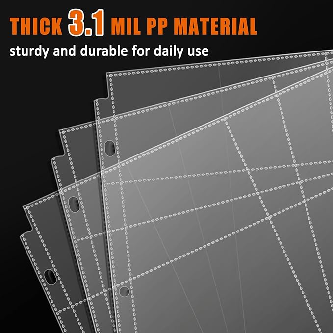 tutata 3x3 Photo Sleeves, 16-Pocket Scrapbook Refill Pages, Page Protectors Fit 12x12 3 Ring Album Binder, 25 Pack