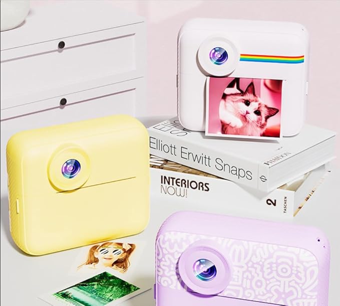Kids Camera Instant Print, 2.4 Inch Screen Instant Camera,1080P HD Kid Camera Instant Printing with Print Paper and 32GB SD Card,Christmas Birthday Gifts (Yellow)
