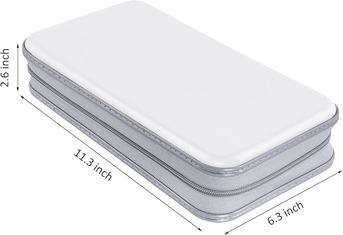 Siveit CD Case, DVD Case Holder 96 Capacity Hard Plastic CD DVD Disc Cases Storage Binder Wallet for Car Home Office Travel (White)