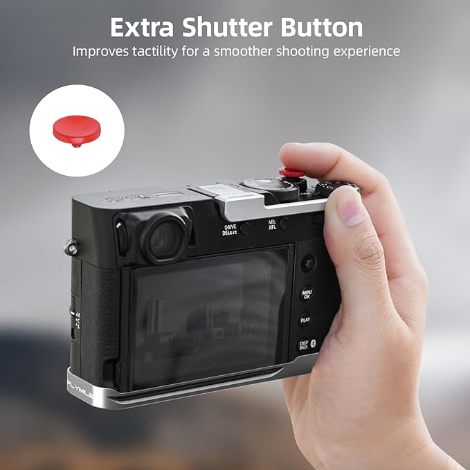 Grip Accessories for FUJIFILM X100VI / X100V, L-Shape Handle with Arca-Swiss Quick Release Plate & Metal Thumb Grip Hot Shoe Cover & 2 Shutter Buttons Fuji X100VI / X100V Accessories (Black)