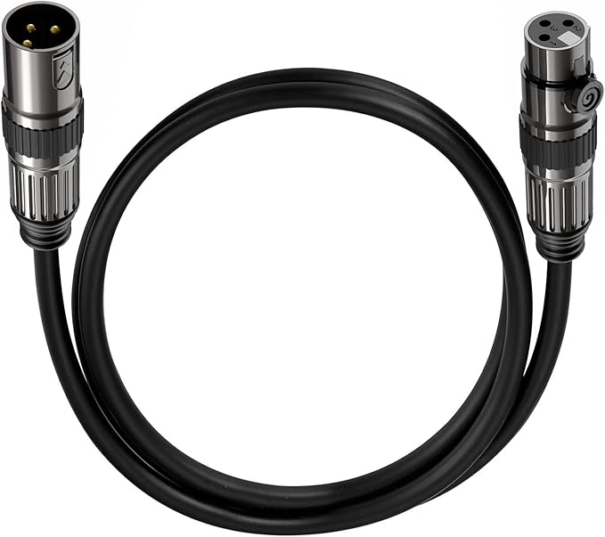 XLR Microphone Cables, 1 Pack 3 Feet Oxygen-Free Copper 3-Pin Male to Female Microphone Cable for Speaker, PA System, Podcast Audio Mixer, Studio Monitors, Audio Recording and More
