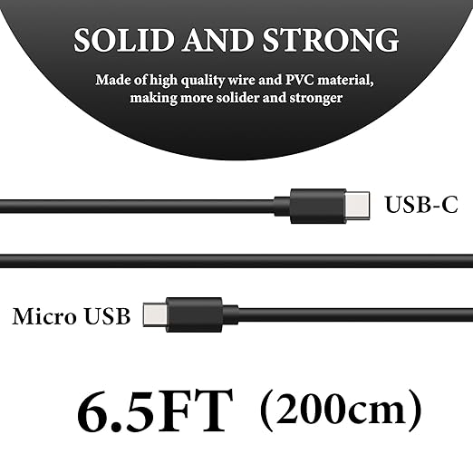 GEEKRIA for Creators Micro USB to USB C Microphone Cable 6.5ft / 2m, Compatible with Shure MV7, MV88+, MV5, MV51, MVi Mic Cord (Black)