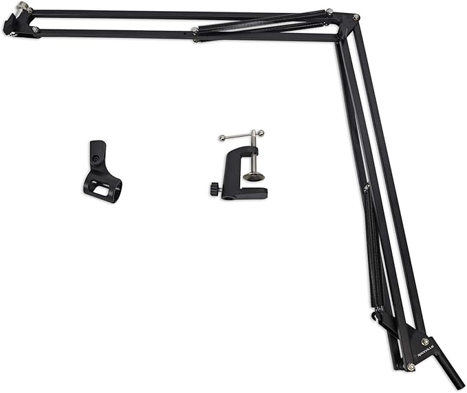 Rockville DMS40 40-Inch Studio Microphone Boom Arm Stand, Aluminum Desk Clamp, 360 degree Rotation, Steel Frame, ABS Mic Clip, for Podcasting and Streaming