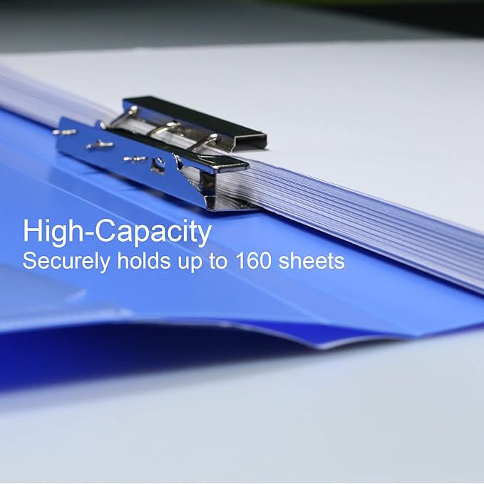Acocony Punchless Binder with 2 Clamp Letter Size Punchless Clamp Binder 8.5 x 11 Report Covers Plastic Blue Pack of 6