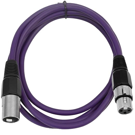 Seismic Audio - SAXLX-6-6 Pack of 6' Purple XLR Male to XLR Female Patch Cables - Balanced - 6 Foot Patch Cords