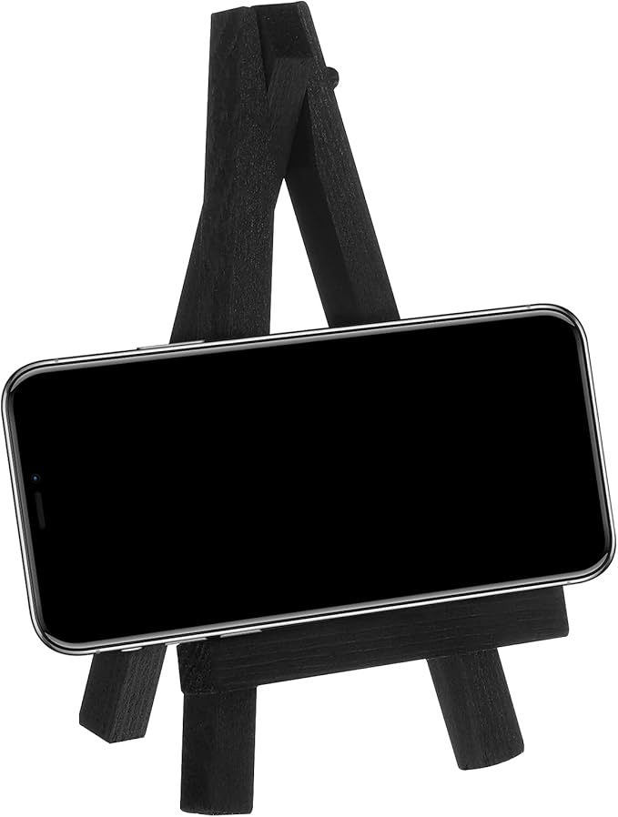 Chuangdi 12 Pieces 5 Inch Black Mini Wood Display Easel, Holder for Small Canvases, Cards, Photos, Notices, Etc