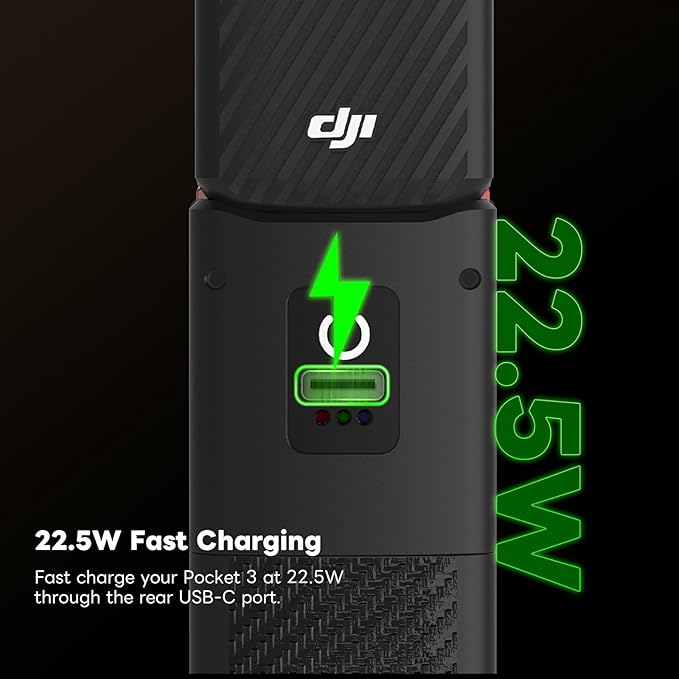Metal Battery Charging Handle for DJI Osmo Pocket 3/Xtra Muse, Built-in 5000mAh Battery, 22.5W Fast Charging, with Mini Tripod Included