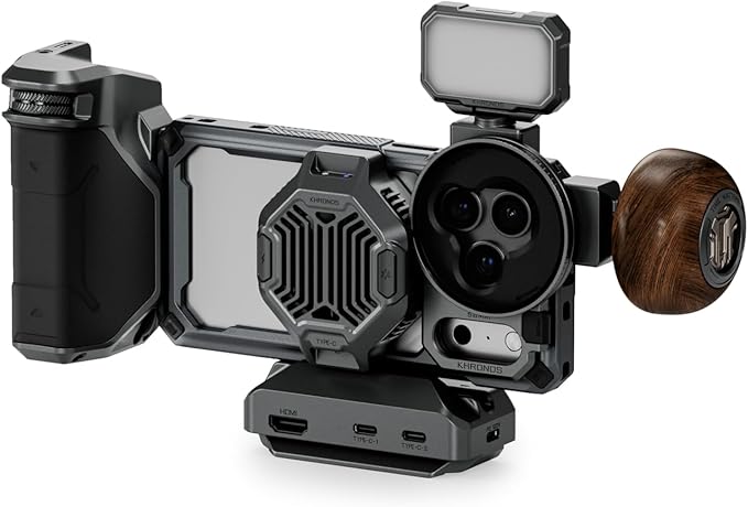 Tilta Khronos Ultimate Kit Compatible with iPhone 17 Pro – Space Gray | Focus PD Handle with Battery | USB-C Hub with HDMI & ARCA Plate | Cooling Module | 58mm ND Filter Tray | LED Light