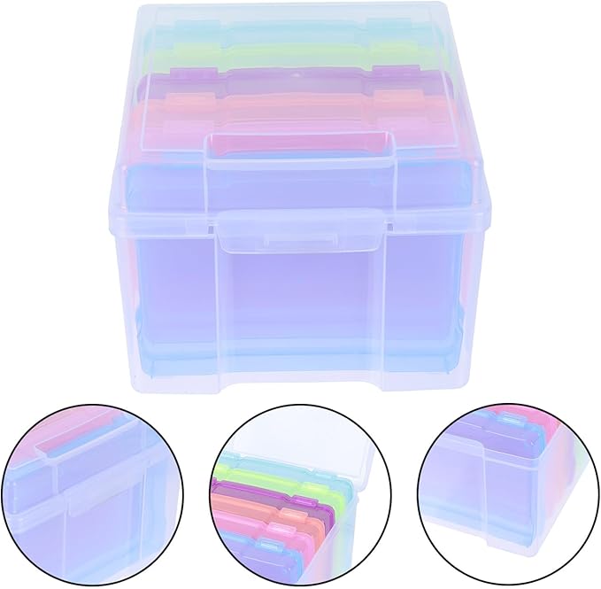 Mikinona Multifunctional Photo Classified Box Plastic Storage Case for Cards Jewelry Stickers Organizer for Photos and Small Items Portable