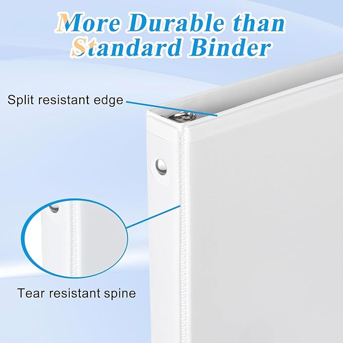CIXILDTS 0.5-inch Round Ring Binder, Durable 1/2" 3 Ring Binder Fit Letter Size Paper, White, 24-Pack