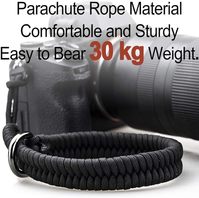 Camera Wrist Strap for DSLR Mirrorless Camera, Quick Release Camera Hand Strap with Safer Connector（Black）