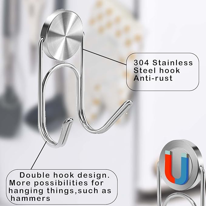 Buelkmag Magnetic Hooks 30Lbs+ Heavy Duty Magnetic Hooks,Magnets Hanging Hooks for Refrigerator Grill Toolbox Cabins Outdoor,2026 Cruise Essentials Camper Accessories 8pack (Silver)
