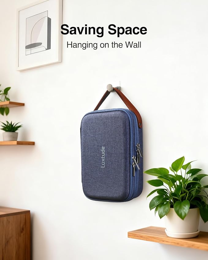 Luxtude Electronic Organizer Travel Case, Portable Tech Organizers, Hard Charger Organizer, Travel Cable Organizers, Tech Bag (Double-Layer, Blue, Medium)