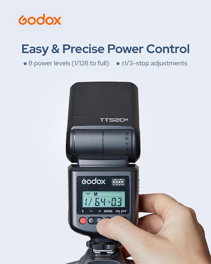 Godox TT520III Universal Bounce Flash Kit with Diffuser for Canon, Nikon, Sony, Fuji, Olympus Single-Contact Hot Shoe Cameras, 433MHz Wireless Speedlite, GN33, 400 Flashes, S1/S2 Optical Slave Modes
