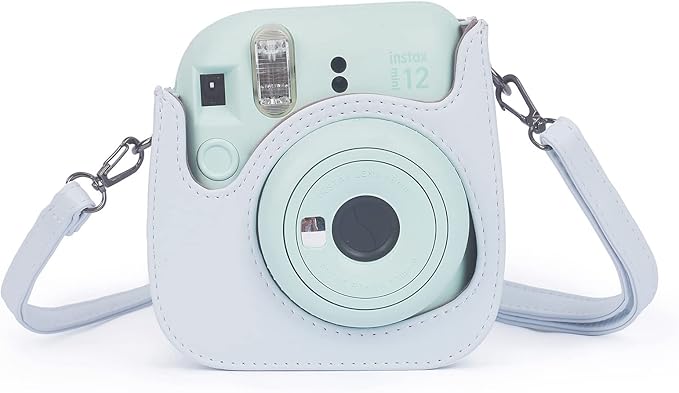 Phetium Instant mini 12 Camera Protective Case Compatible with Instax Mini 12 11,PU Leather Bag with Pocket and Adjustable Shoulder Strap (Clay White)