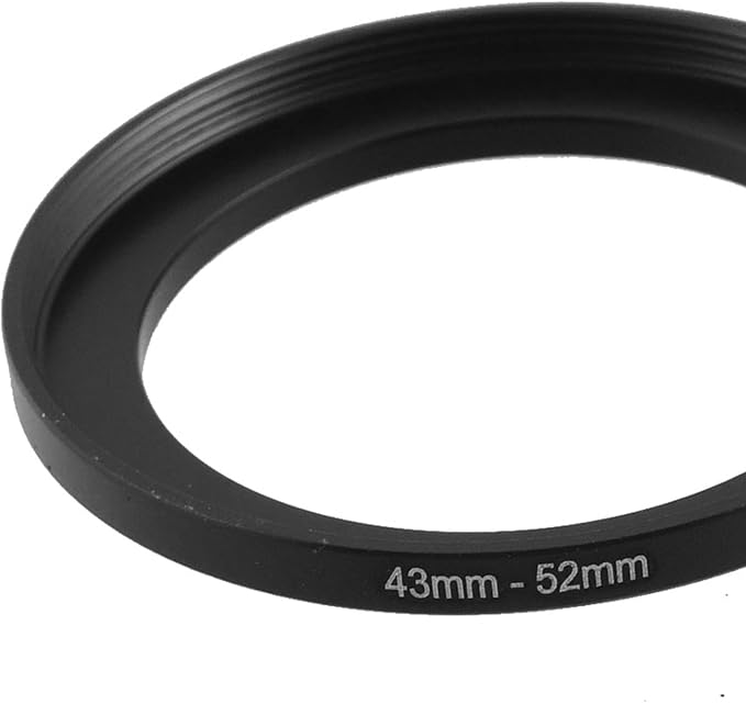 uxcell Metal Step Up Filter Ring Adapter, 43mm to 52mm Step-Up Adapter Ring Filters for Camera Lenses Hood, Aluminum Male 43mm to Female 52mm Camera Stepping Rings, Black