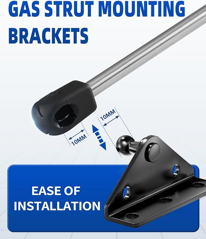 ARANA 10MM Gas Strut Mounting Brackets, Ball Stud Mount Bracket for Universal Lift Supports Shocks Spring Kits Hardware 4PCS with 16 Screws (Only Fits 10mm Ball Head)