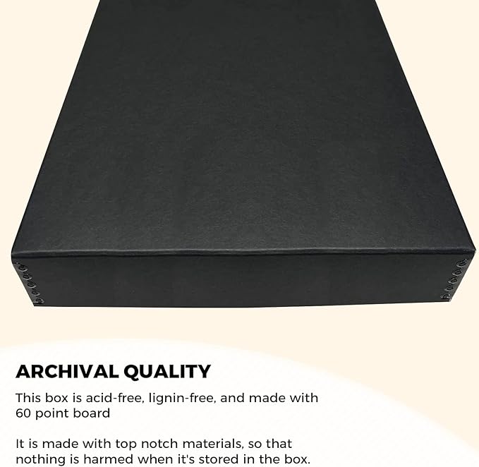 Golden State Art, Acid-Free Archival 14x18 Inches Metal Edge Drop Front Museum Photo Storage Box, Preserve Documents, Prints, Pictures, Photographs, Arts And Crafts, Black