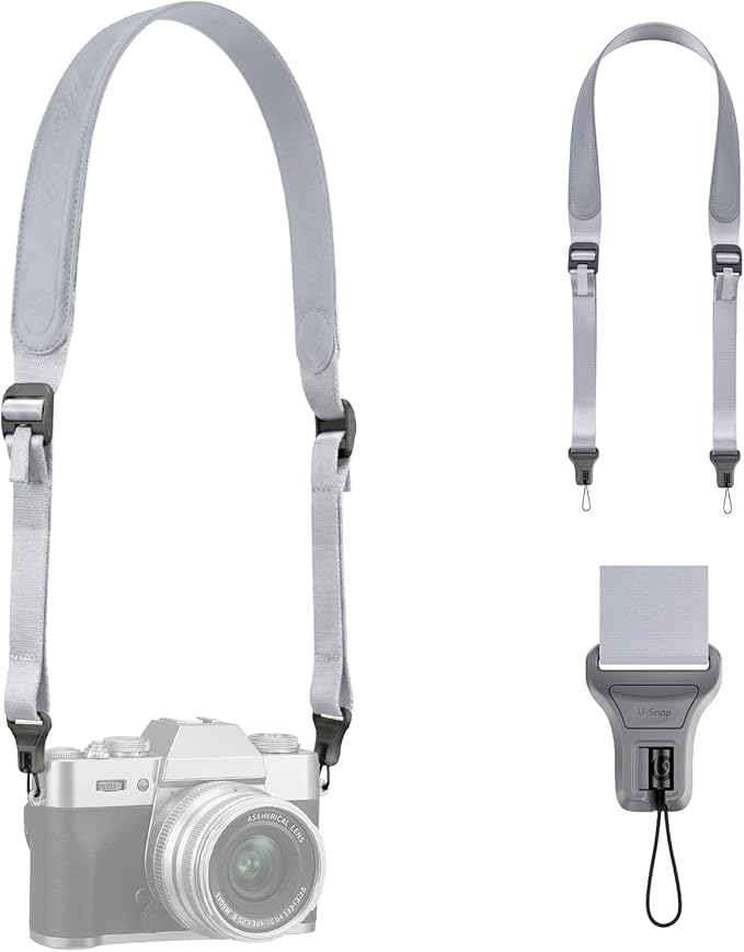 ULANZI CSS1 U-Snap Camera Strap, 55In Quick Release Camera Shoulder Straps for Photographers with Safety Tether, 60kg Load Capacity, Soft Sling for DSLR Mirrorless Sony Canon Nikon Binoculars (Silver)