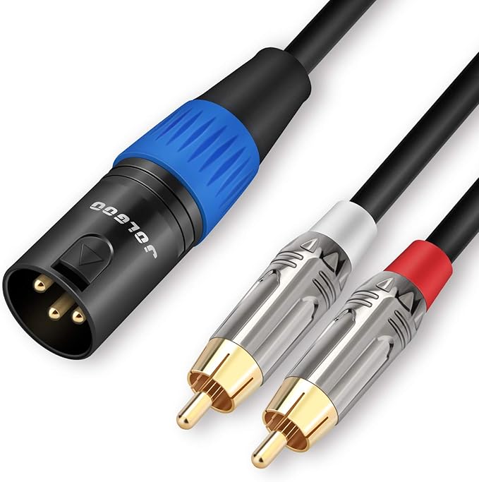 Unbalanced Dual RCA to XLR Male Y Splitter Patch Microphone Cable, 1 XLR Male to 2 RCA Male Y Adapter Cord Cable, 6.6 Feet