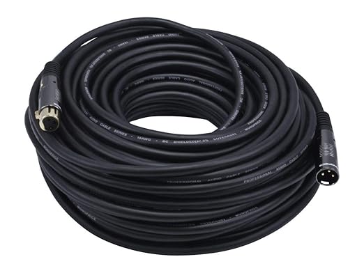 Monoprice XLR Male to XLR Female Cable - 150 Feet - Black | 16AWG, Gold Plated - Premier Series